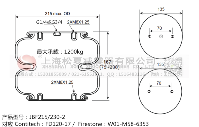 JBF215/230-2橡膠<a href='http://www.52lab.cn/' target='_blank'><u>空氣彈簧</u></a>